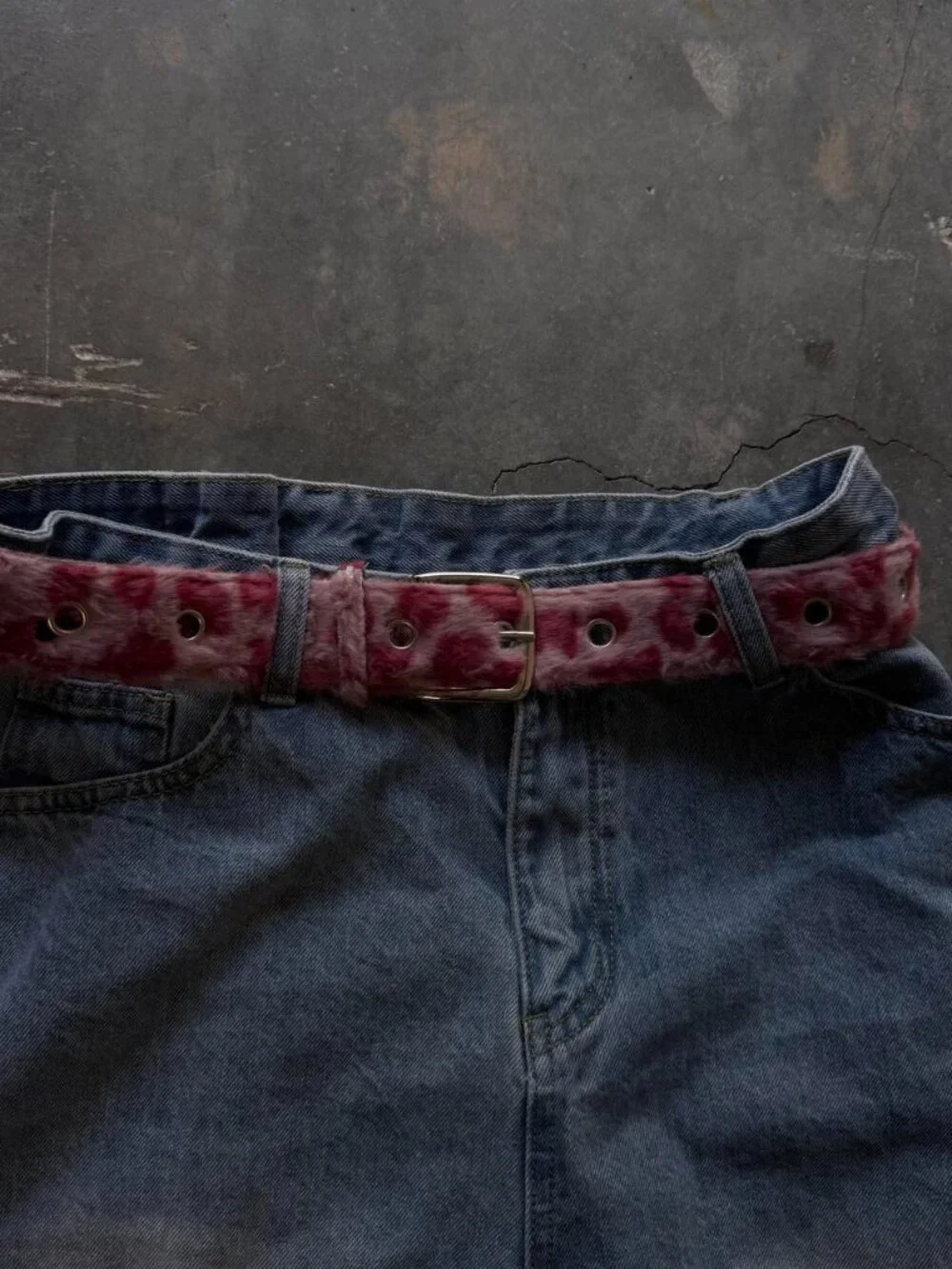 Pink Cheetah Print Plush Faux Fur Belt